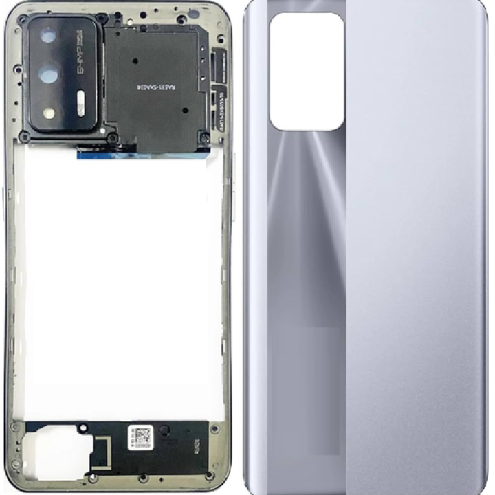 SPAREWARE® Back Panel Back Door Panel Body Cover For Realme X7 Max -Silver (MIDDLE RING + BACK PANEL WITH ALL LOGO)