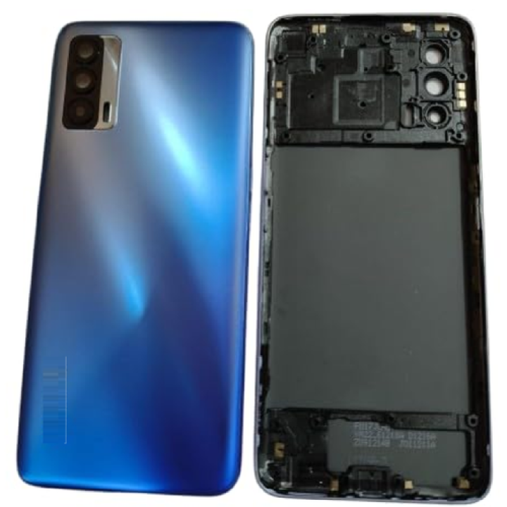 SPAREWARE® Back Panel Back Door Panel Body Cover For Realme X7 -Blue (MIDDLE RING + BACK PANEL WITH ALL LOGO)