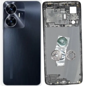SPAREWARE® Back Panel Back Door Panel Body Cover For Realme C55 -Black (MIDDLE RING + BACK PANEL WITH ALL LOGO)