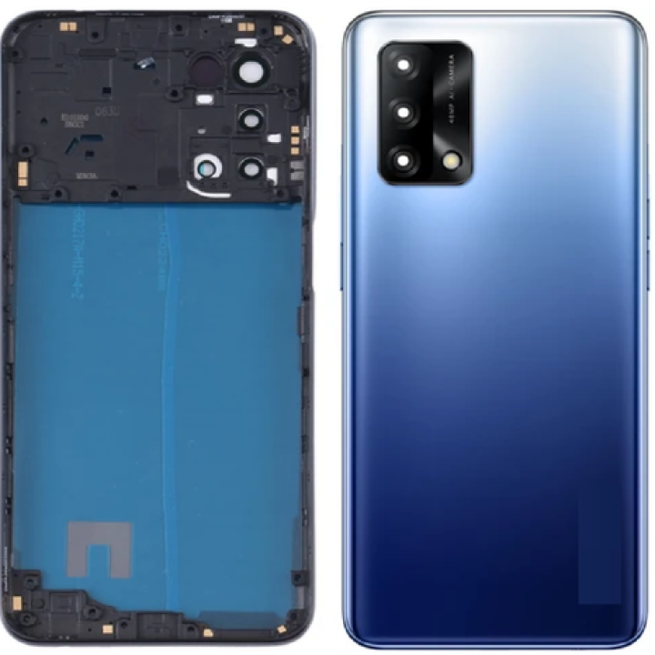 SPAREWARE® Back Panel Back Door Panel Body Cover For Oppo F19 -Blue (MIDDLE RING BACK PANEL BUTTON OR LENS WITH LOGO)