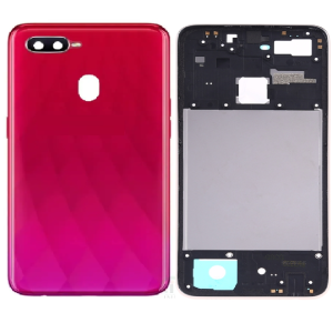 SPAREWARE® Back Panel Back Door Panel Body Cover For Oppo F9 -Red (MIDDLE RING BACK PANEL BUTTON OR LENS WITH LOGO)