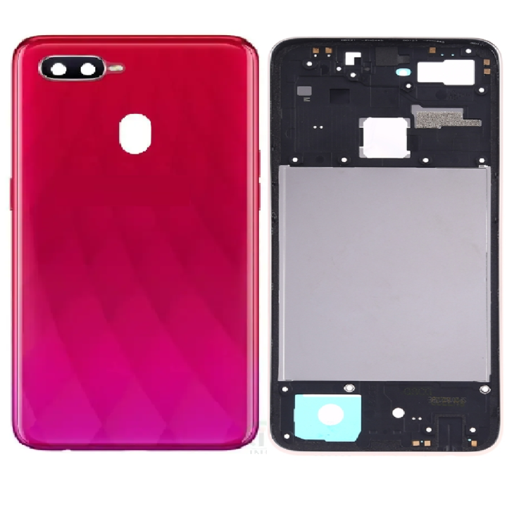 SPAREWARE® Back Panel Back Door Panel Body Cover For Oppo F9 Pro -Red (MIDDLE RING BACK PANEL BUTTON OR LENS WITH LOGO)
