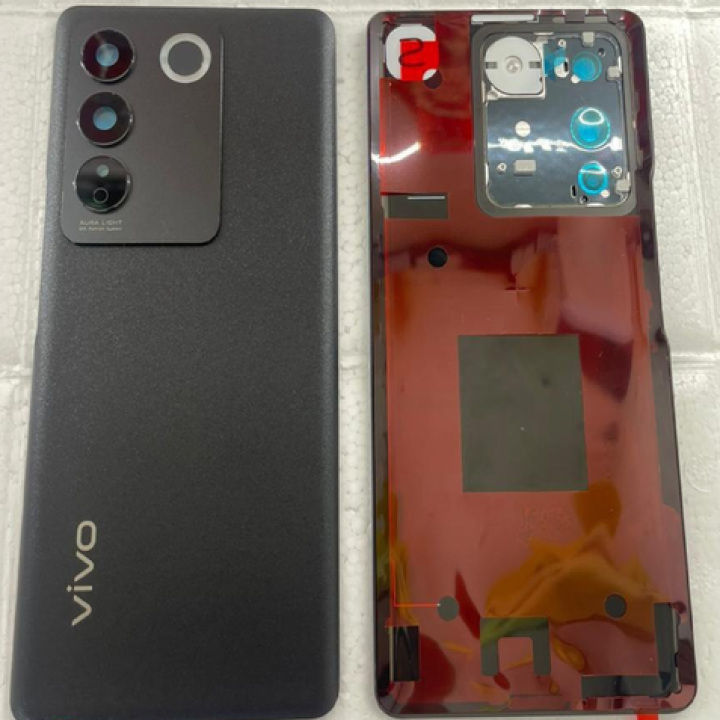 SPAREWARE® Back Door Panel Body Back Panel For Vivo V27 -Black (100% ORIGINAL WITH CAMERA GLASS ALL LOGO)