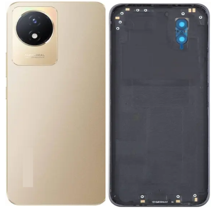 SPAREWARE® Back Door Panel Body Back Panel For Vivo Y02 -Gold (CAMERA LENS OR WITH ALL LOGO)