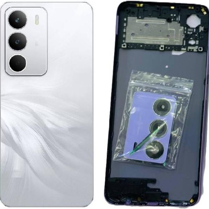 SPAREWARE® Back Panel Back Door Panel Body Cover For Realme C75 5G -Silver (MIDDLE RING + BACK PANEL WITH ALL LOGO)