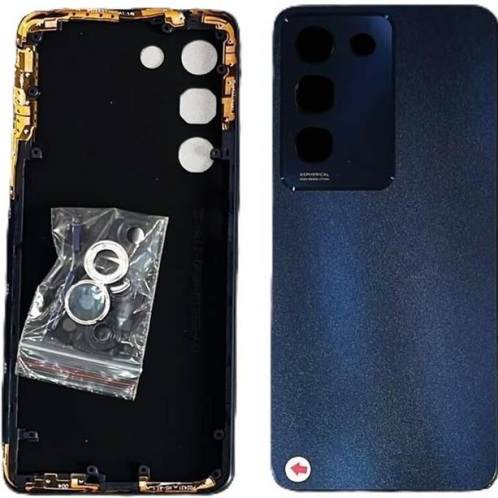 SPAREWARE® Back Door Panel Body Back Panel For Vivo T3 -Black (MIDLE RING BODY BACK PANEL CAMERA LENS BUTTON OR WITH ALL LOGO)