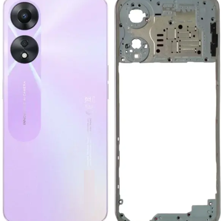 SPAREWARE® Back Panel Back Door Panel Body Cover For Oppo A58 5G -Purple(MIDDLE RING BACK SIDE BUTTON CAMERA LENS OR LOGO)