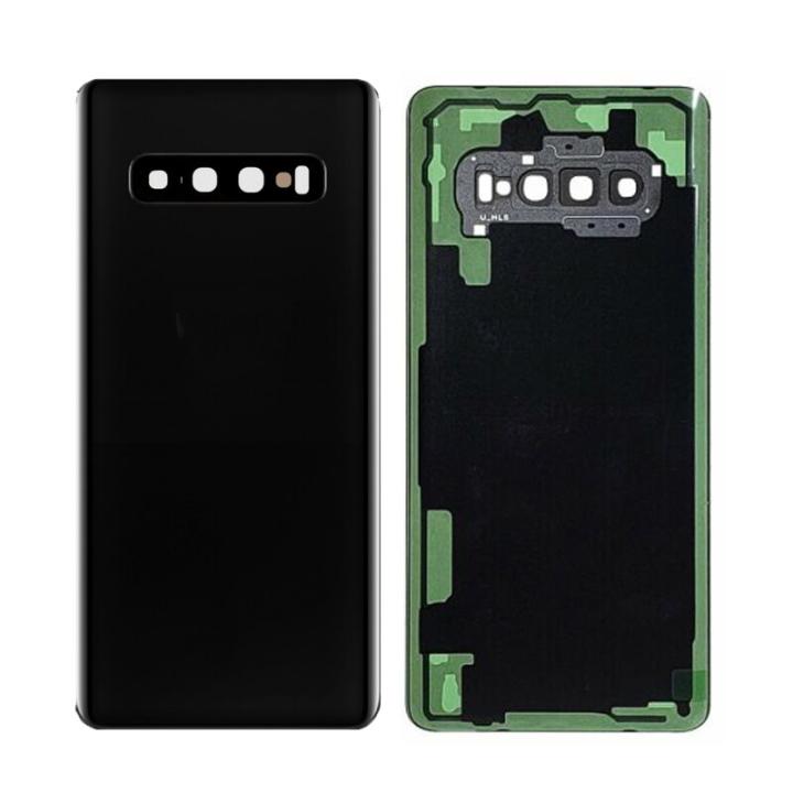 SPAREWARE® Battery Cover Back Door Body Panel For Samsung Galaxy S10 Plus -Black (WITH CAMERA GLASS)