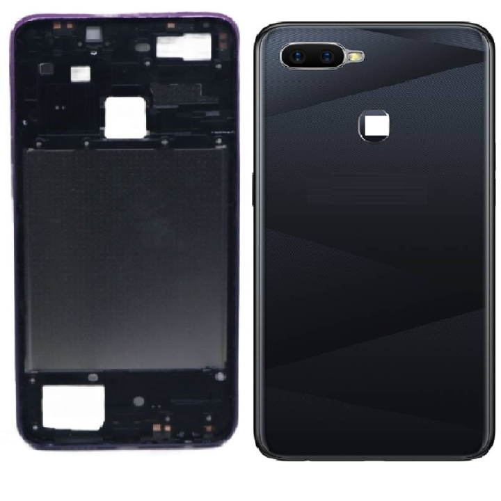 SPAREWARE® Back Panel Back Door Panel Body Cover For Oppo F9 -Black (MIDDLE RING BACK PANEL BUTTON OR LENS WITH LOGO)